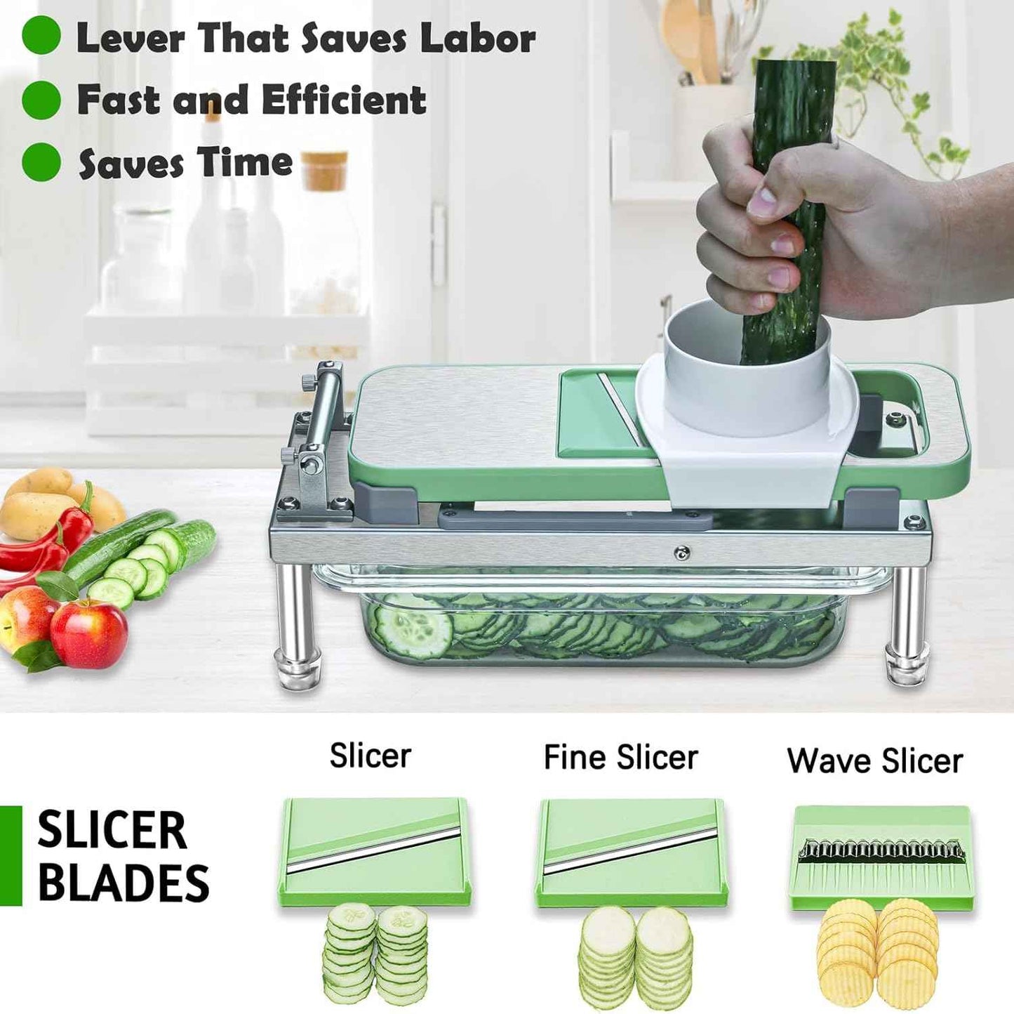 Vegetable Chopper, Veggie Chopper With 8 Blades, Onion Cutter with Container, Pro All-in-1 Food Dicer, Mandoline Slicer, Stainless steel materials Salad Grater