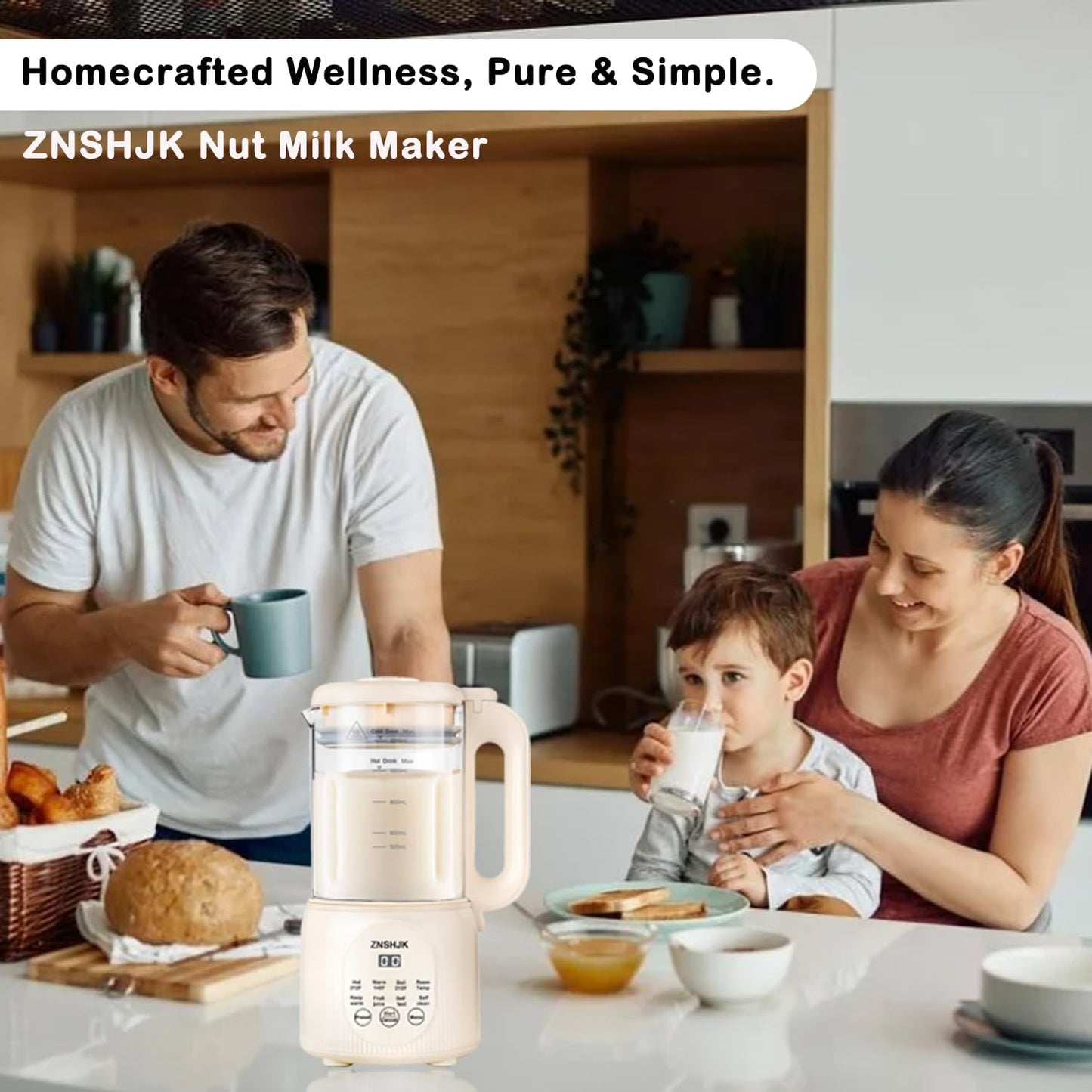 8-in-1 Nut Milk Maker, 40oz Automatic Soy, Almond & Oat Milk Machine for Homemade Plant-Based Drinks, with delay start, keep warm, boil water & self-cleaning functions