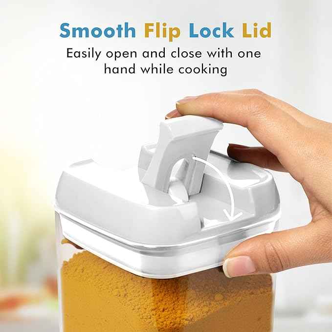 Shazo 9 PC Airtight Food Storage Containers - BPA Free Clear Plastic Snack & Spice Containers with Easy Lock Lids - Kitchen and Pantry Organization for Herbs, Coffee, Tea - 0.5L / 2.1 Cups