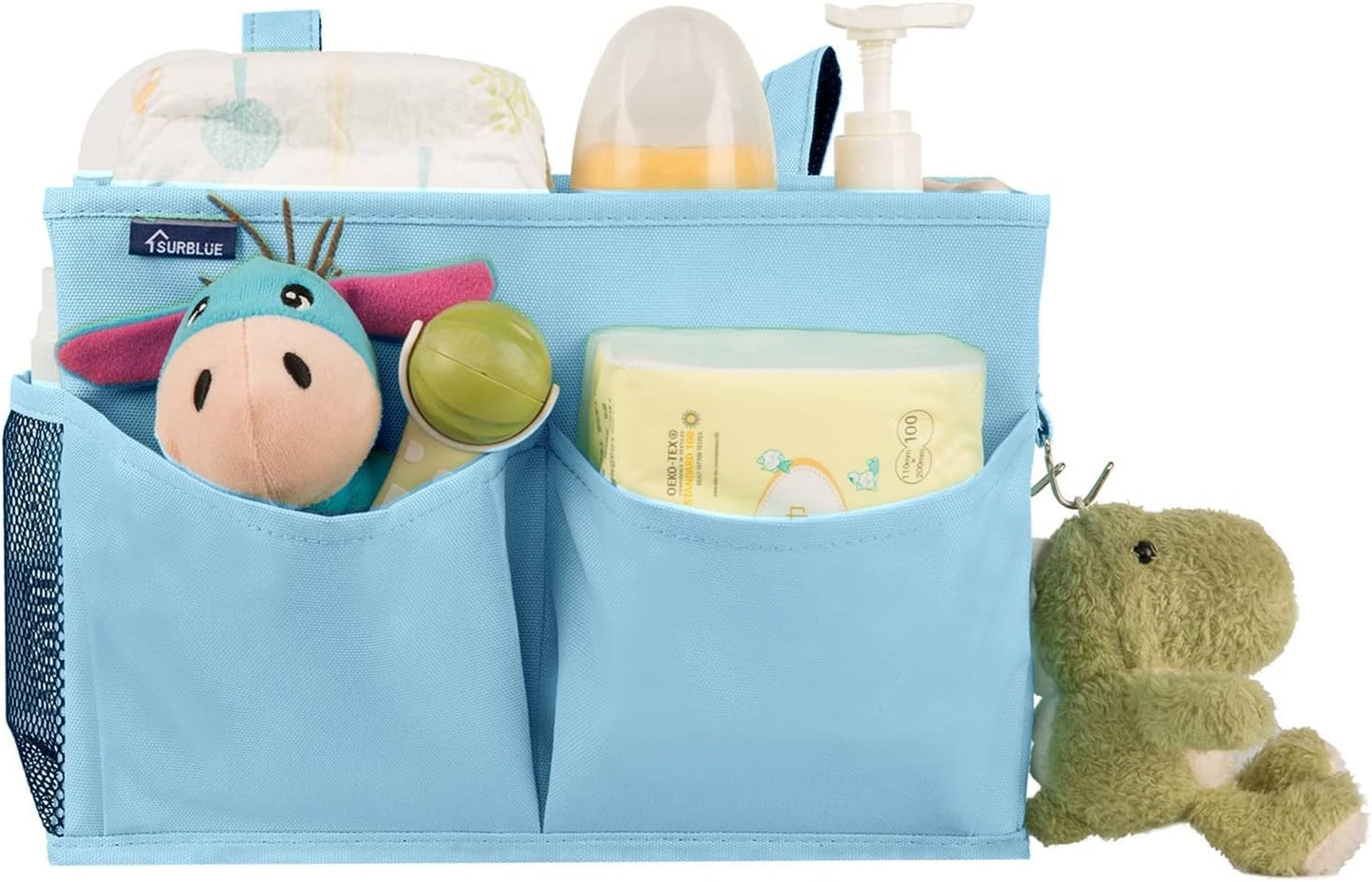 Surblue Bedside Caddy Hanging Organizer Bedside Storage Bag for Bunk and Hospital Beds (Small, Skyblue)