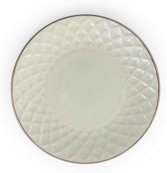 Elama Round Stoneware Collection Dinnerware Dish Set, 16 Piece, Slate and Pearl