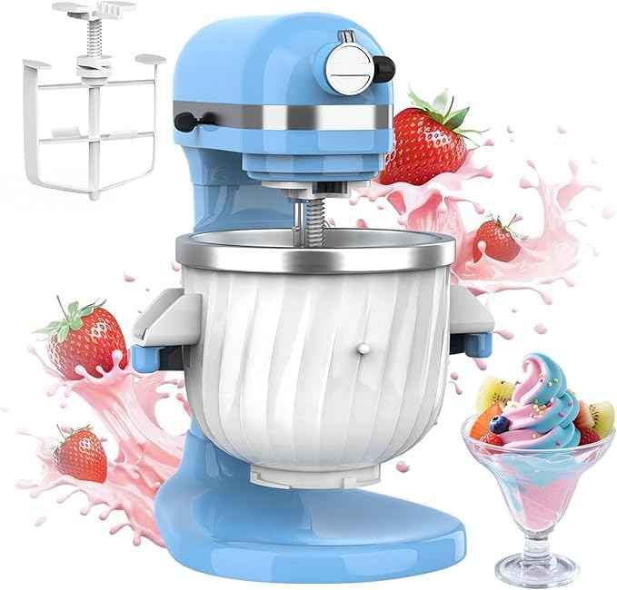 Jooke Latest Ice Cream Maker Attachment for KitchenAid Stand Mixer,Ice Cream Bowl Fit for 4.5QT/5QT/6QT Kitchen Aid Accessories and Attachments,Sorbet Gelato Maker,2QT for Kitchenaid Mixer Attachments