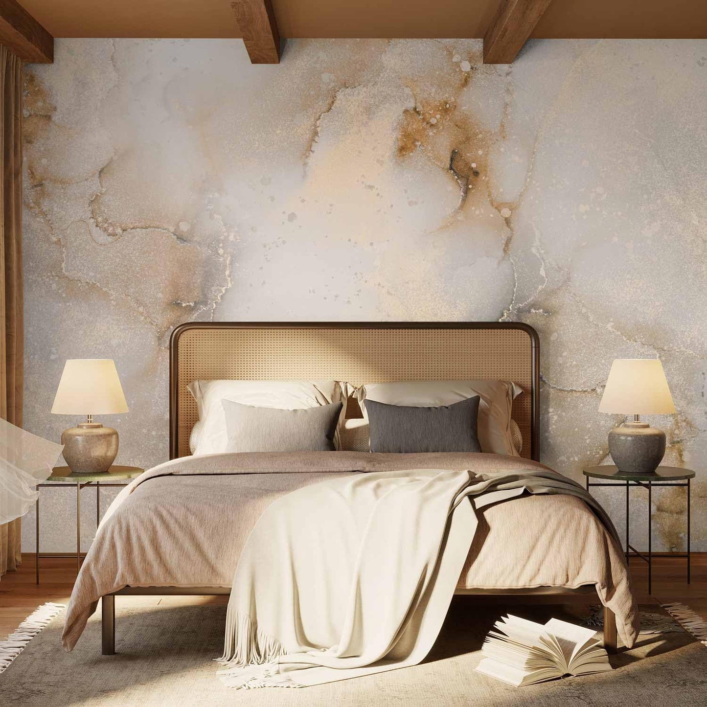 artgeist Wall Mural Peel and Stick Marble Stone 212x98 in - XXL Self-Adhesive Corner Wallpaper Removable Large Sticker Foil Angle Wallpaper Wall Decor Marble Beigef-C-10058-a-d
