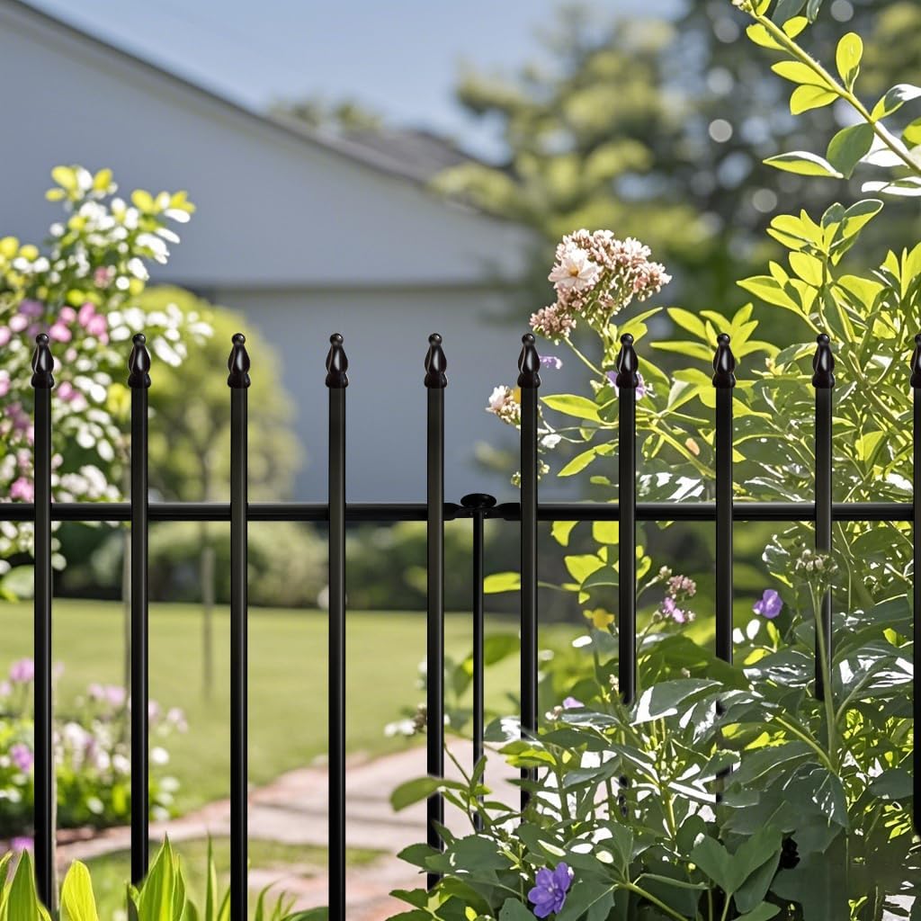 Metal Decorative Garden Fence 36" Wide x 28" High (5 Panels, Total Length 11.6 feet), Metal Border Folding Fence, Landscape Fencing Dog Fence Pet Fence for Flower Bed, Yard, Animal Barrier
