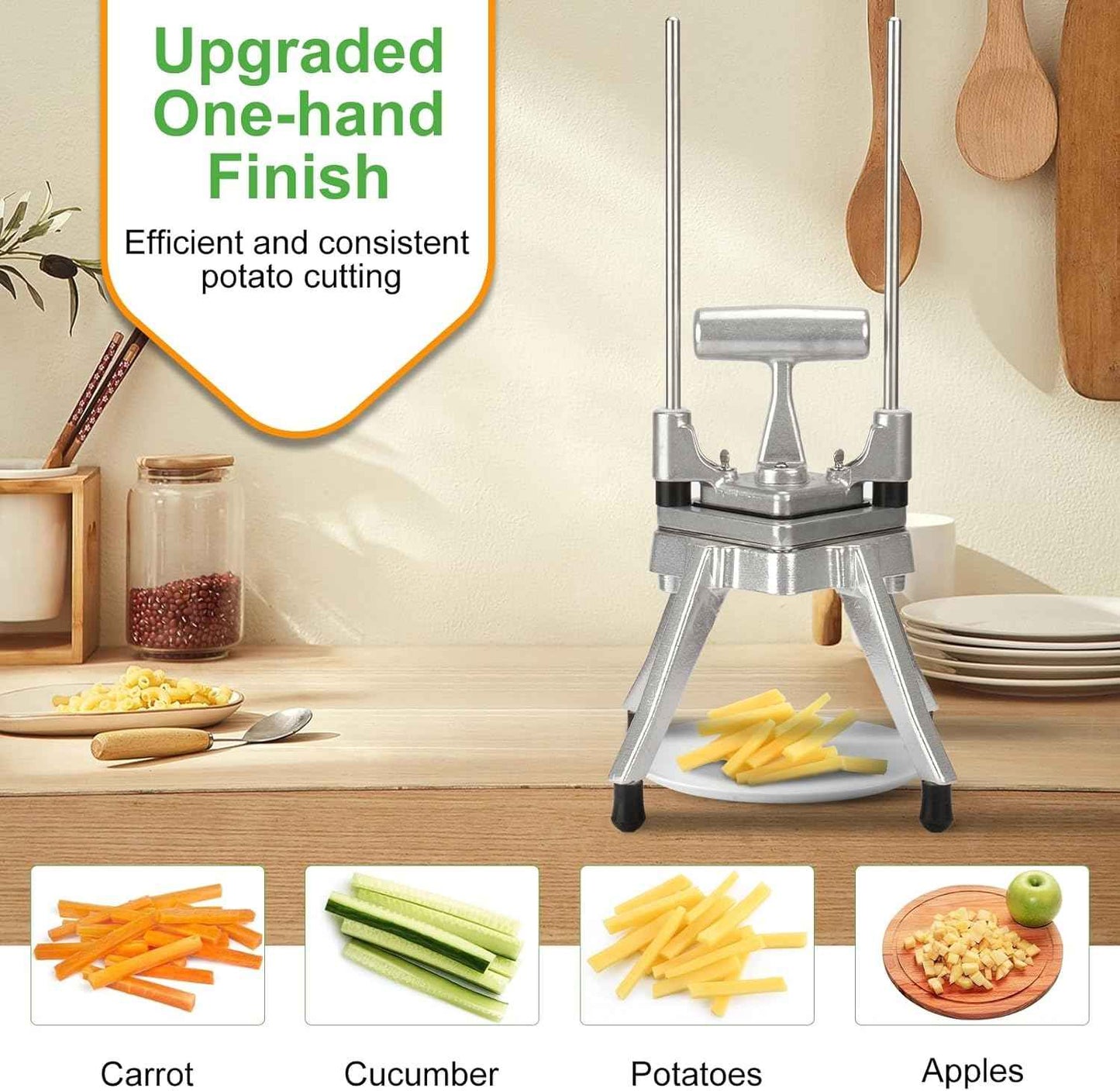 Commercial Chopper Vegetable Cutter Fruit Dicer Heavy Duty Stainless Stee Dicer Cutter Onion Chopper Professional Food Dicer for French Fry Tomato Peppers Potato (1/4″ Blade)