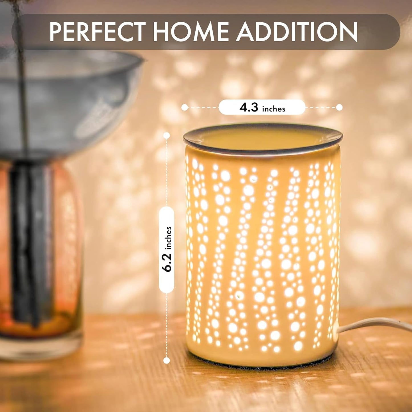 PALANCHY Wax Melt Warmer Ceramic Oil Burner Electric Candle Wax Warmer Burner Melter Fragrance Warmer for Home Office Bedroom Aromatherapy Gift & Decor 2 Bulbs Included Gift Box Packaged