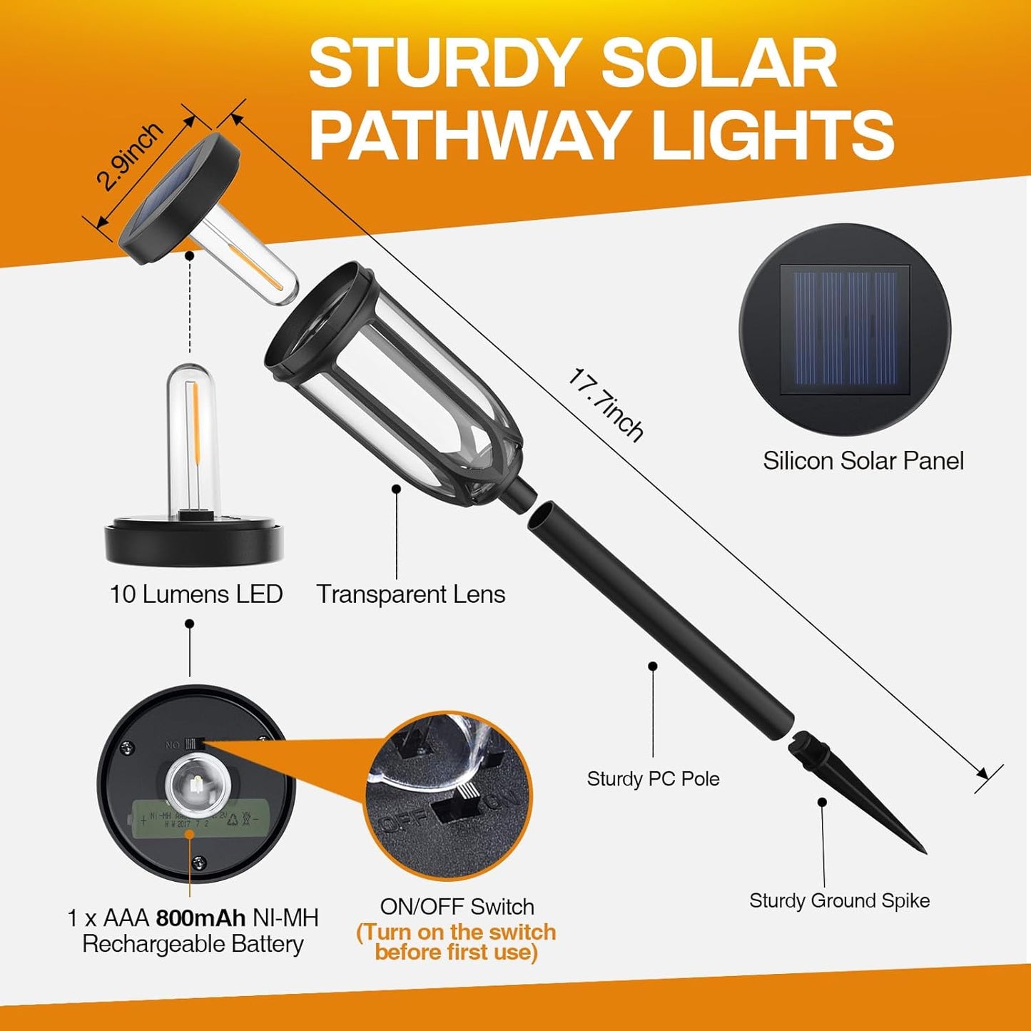 Barleit Solar Lights Outdoor 8 Pack, Solar Pathway Lights, Solar Lights Outdoor Waterproof IP65, Bright Auto On/Off Garden Lights, Solar Landscape Lights for Driveway Walkway Lawn Yard (Warm White)