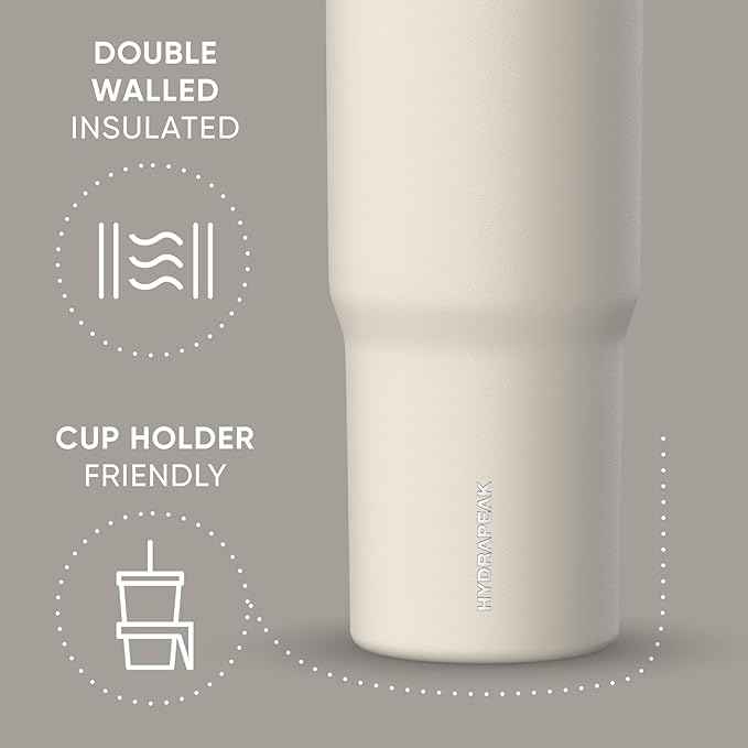 Hydrapeak Nomad 32 oz Tumbler with Handle and Straw Lid, Leakproof, Double Insulated, 32oz Cup Stainless Steel (Stone)