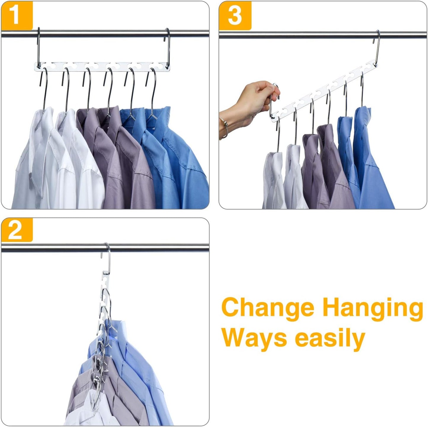HOUSE DAY Space Saving Hangers for Clothes 12 Pack, Heavy Duty Hanger Organizer 30 Lbs Capacity, Metal Magic Hanger, Sturdy Multi Hangers, Closet Space Saver Closet Organizers and Storage