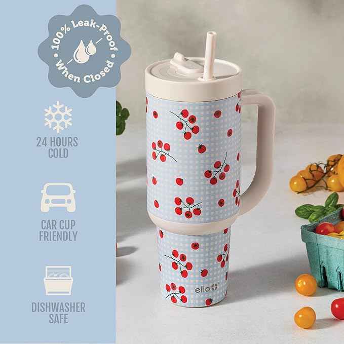 Ello Oasis 40oz Stainless Steel Tumbler - Picnic On The Vine