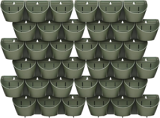 Worth Garden Upgraded 12 Sets (36-Pocket) Self Watering Stackable Vertical Planters - Wall Mounted Plastic Plant Grow Pots fr Strawberries Flowers Herbs - Indoor Outdoor Green Wall Decoration (Green)