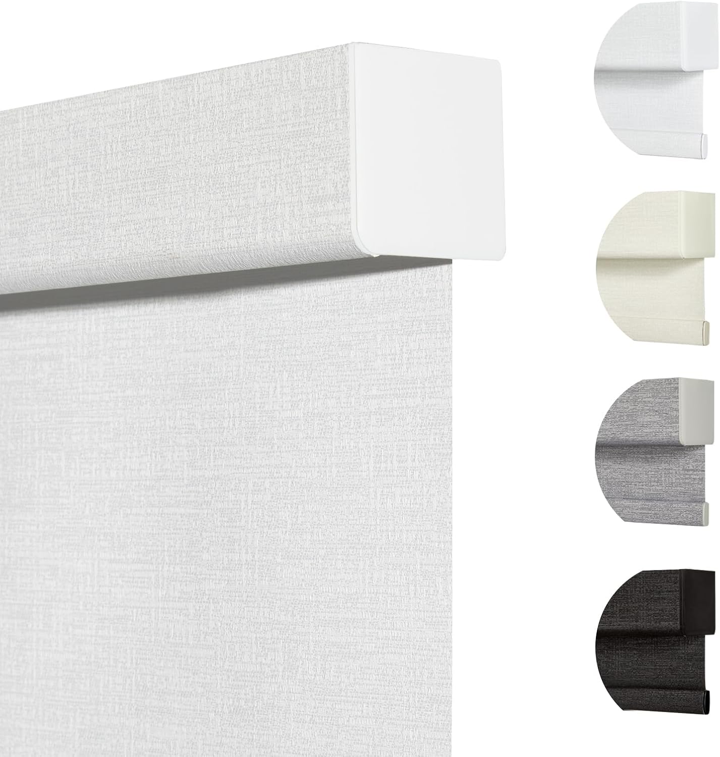 Persilux Blackout Roller Shades & Blinds Windows Shades Free-Stop Blackout Blinds with Jacquard Fabric,Cordless Blinds Pull Down Shades for Home, Easy to Install for Door/Office, White(52.5"W x 56"H)