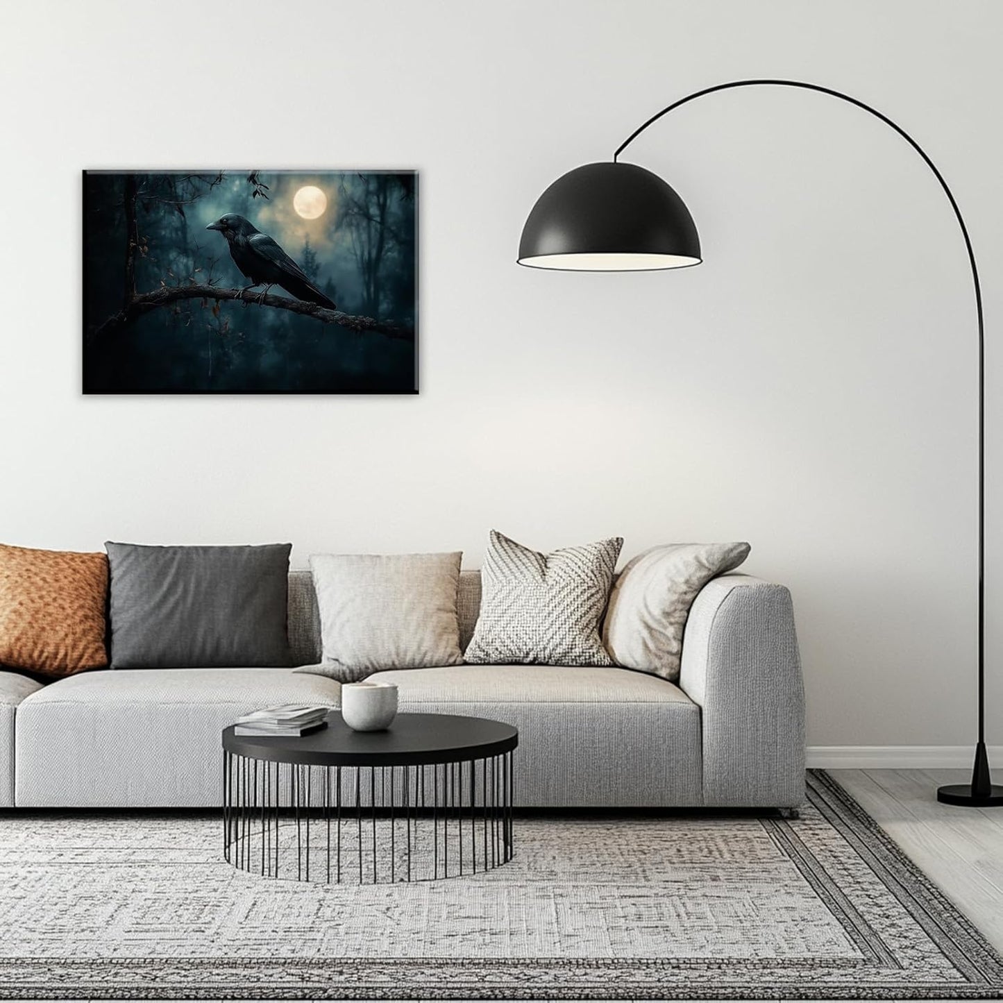 Crow Picture Wall Art Black Crow Canvas Prints Vintage Halloween Decoration Gothic Raven Art Poster Dark Academia Spooky Painting Horror Picture Home Decor(Artwork-2,24"x36")