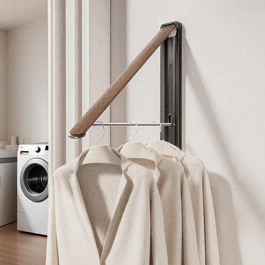 Wall Drying Rack Clothing - Retractable & Foldable Clothes Drying Rack Wall Mounted for Laundry Room Organization | Laundry Room Hanging Rack for Dorm, Closet, Balcony & Indoor/Outdoor Use