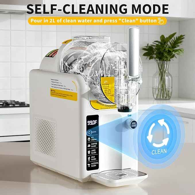 Ice Cream Machine Slushie Machine for Home - Slushy Machine Maker Frozen Drink Maker No Ice Needed Self Cleaning, 5 Preset for Soft Serve Ice Cream, Slushie, Margarita, Frappés, Milkshake