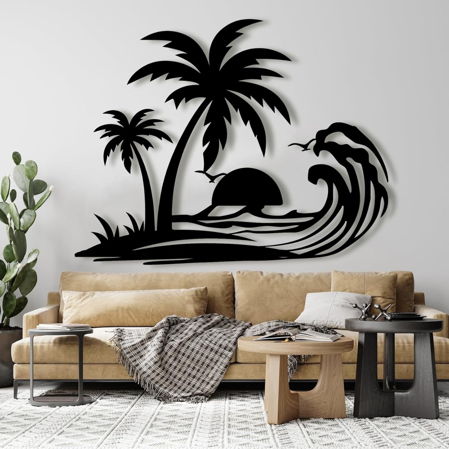 Palm Tree Metal Wall Decor,Palm Tree Metal Wall Art,Metal Palm Tree,Metal Palm Tree Wall Decor,Tropical Metal Wall Art,Beach Wall Decort,Metal Wall Decor (style 1,white,28 L" x 22 W" / 70 x 55 cm)