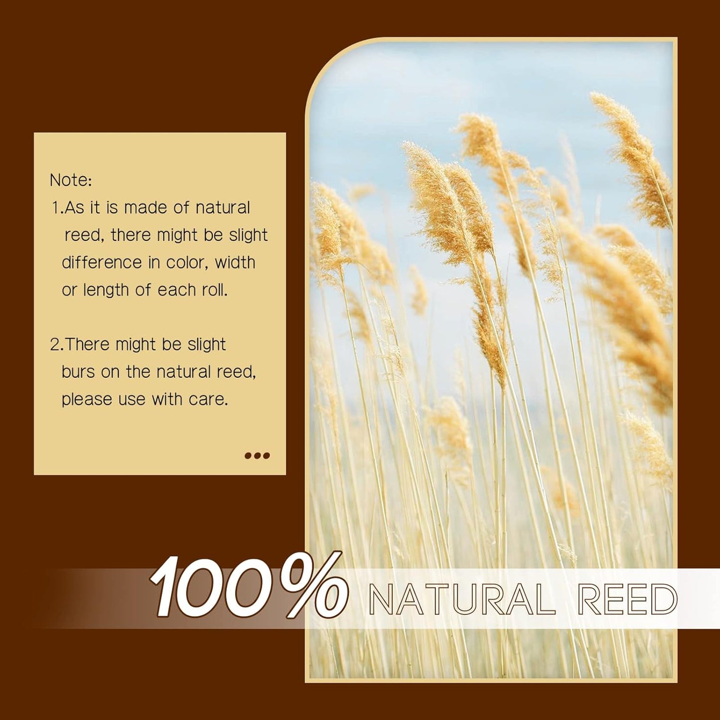 ZNCMRR Natural Reed Fencing Rolls,5.5FT X 16.4FT Balcony Screen Curtain Fence Covering Privacy Screen Fencing for Outdoor Backyard Patio（Stripy）