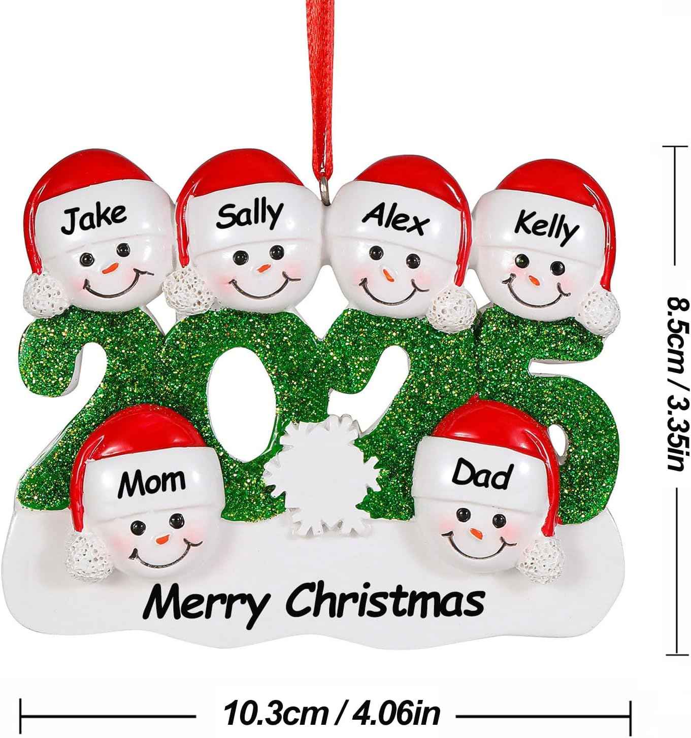Personalized Christmas Ornaments 2025 Family of 2/3/4/5/6 Custom Christmas Snowman Ornament with Names Customized Family Ornaments for Christmas Tree Decoration Customized Gifts, Family of 6