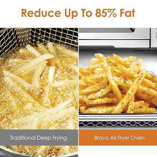 Nuwave Bravo XL Air Fryer Toaster Smart Oven, 12-in-1 Countertop Grill/Griddle Combo, 30-Qt XL Capacity, 50F-500F adjustable in precise 5F increments, Integrated Smart Thermometer, Linear T Technology