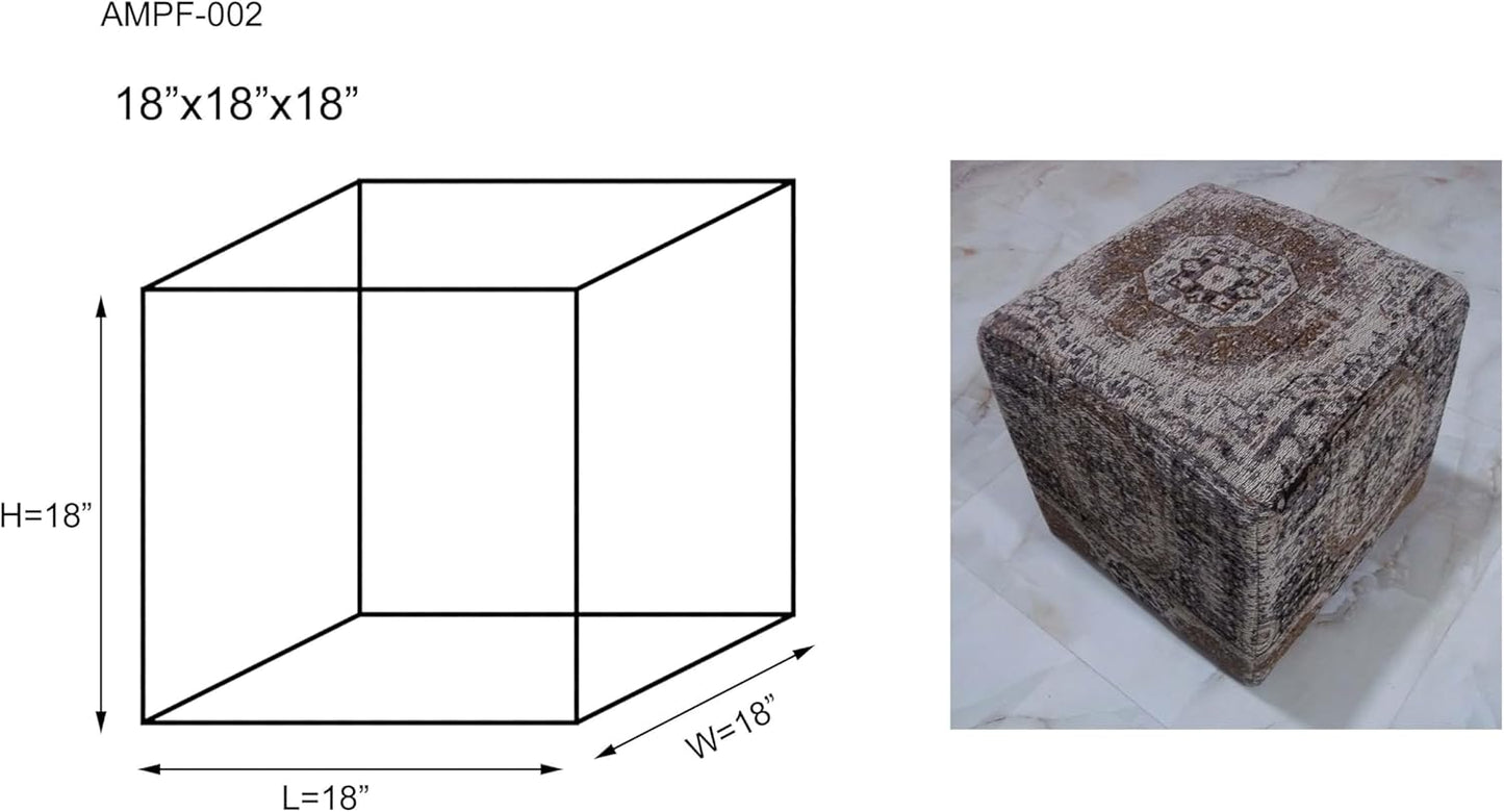 Mark&Day Pouf Ottoman, Kaltenleutgeben Traditional Camel Cube Pouf Foot Rest for Living Room, Bedroom and Boho Home Decor (18"x18"x18")