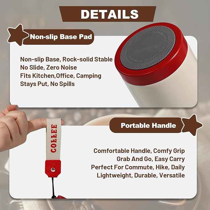 Insulated Coffee Tumbler 17.9oz 530ml Travel Coffee Mug 316 Stainless Steel Dual Drink Openings Leakproof Lid Reusable Insulated Coffee Mug Hot and Cold Ideal Travel Mug for Coffee Lover Daily