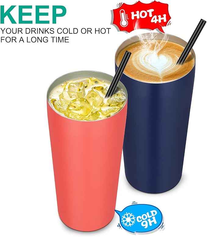 VEGOND 20oz Tumbler Bulk with Lid and Straw 12 Pack, Stainless Steel Vacuum Insulated Tumbler, Double Wall Coffee Cup Travel Mug, Navy Blue