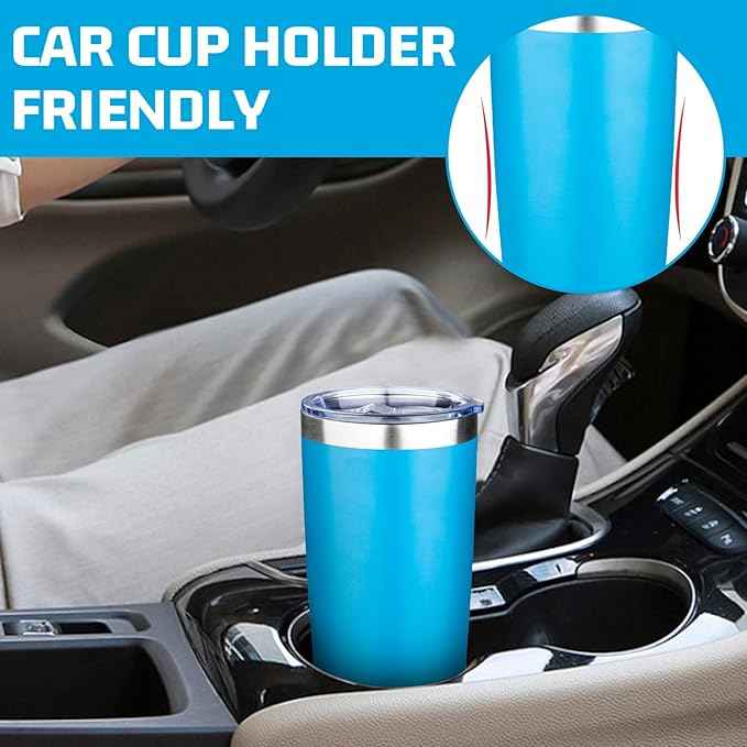 20oz Tumbler with Lid Double Wall Vacuum Insulated Travel Coffee Mug Stainless Steel Thermal Cup Powder Coated Sturdy Coffee Tumbler for Hot and Cold Beverage (Baby blue,1)