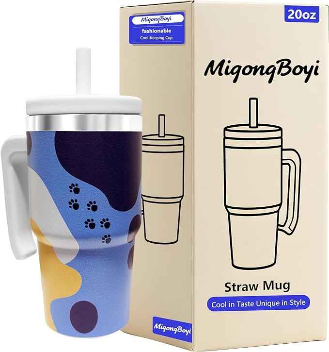 20-OZ Insulated Water Bottle,Insulated Stainless Steel Tumbler,Reusable Cold Drink Thermos,BPA-Free, Double-Wall Stainless Steel Water Bottle (Blue-Hoo ray, 20, Fluid Ounces)