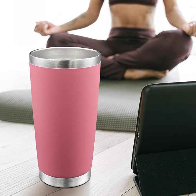 AIANJI 20oz Tumbler Bulk Stainless Steel Tumblers with Lid Vacuum Insulated Double Wall Travel Coffee Mug Powder Coated Tumbler Cup for Hot and Cold Drinks(Pink, 12 pack)