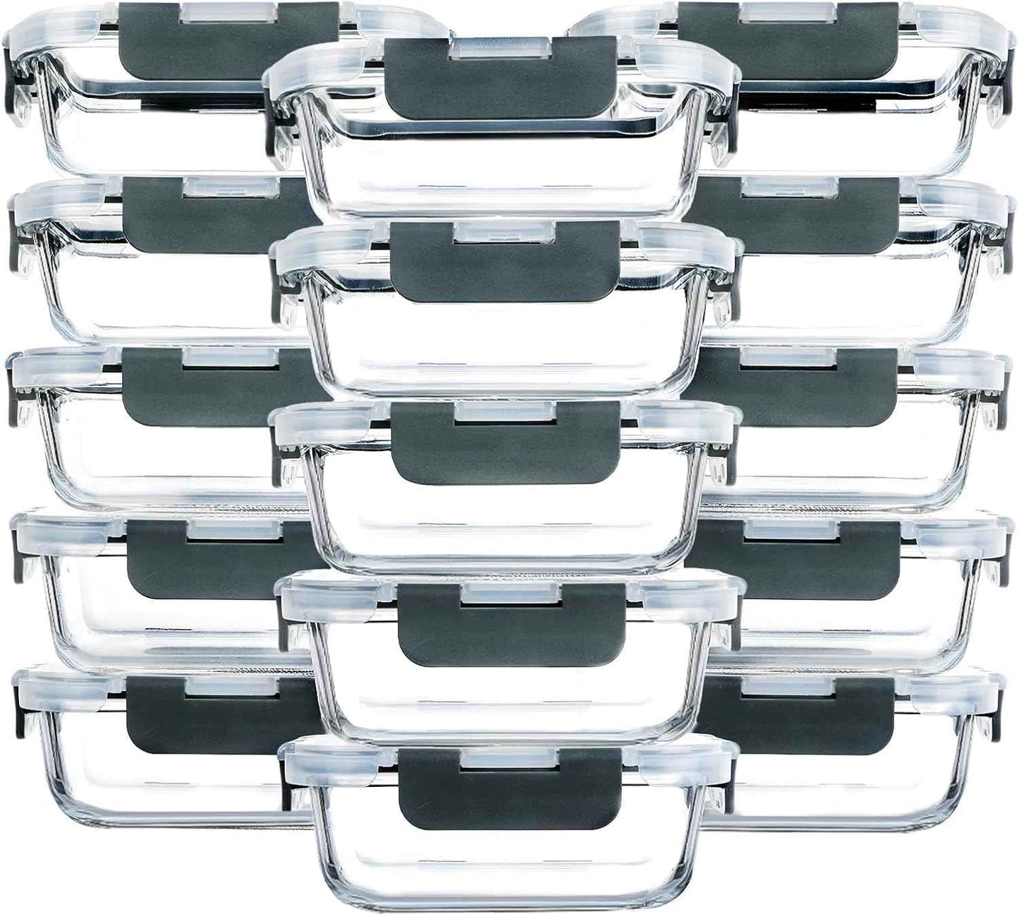 M MCIRCO [15-Pack,13 oz 1.5 Cup Glass Meal Prep Containers, Small Glass Food Storage Containers with Lids,Airtight Lunch Containers, Microwave, Oven, Freezer and Dishwasher Friendly, BPA-free