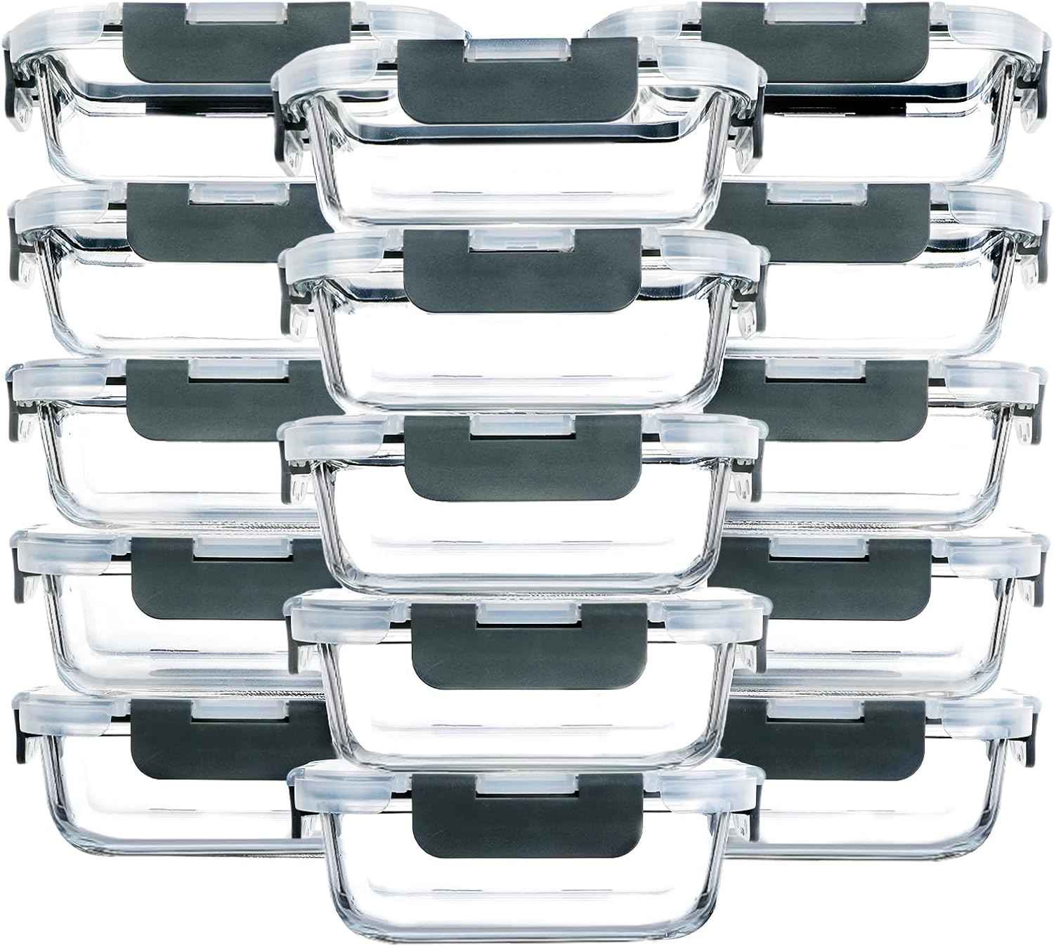 M MCIRCO [15-Pack,13 oz 1.5 Cup Glass Meal Prep Containers, Small Glass Food Storage Containers with Lids,Airtight Lunch Containers, Microwave, Oven, Freezer and Dishwasher Friendly, BPA-free