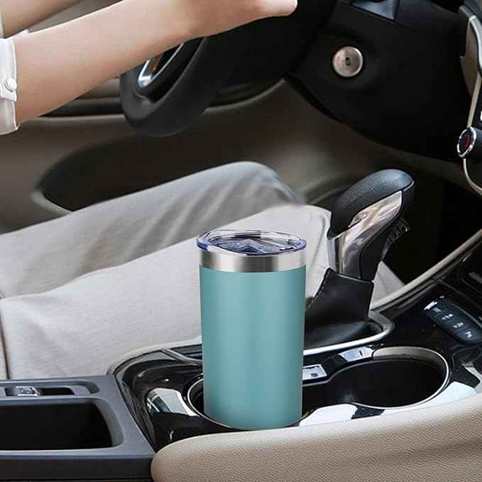 20 oz Skinny Tumbler with Lid and Straw,Stainless Steel Vacuum Insulated Tumbler Cup Double Wall Leak-proof Coffee Mug,Travel Thermal Water Tumbler for Home,Office,Outdoor (Glacier blue,1)