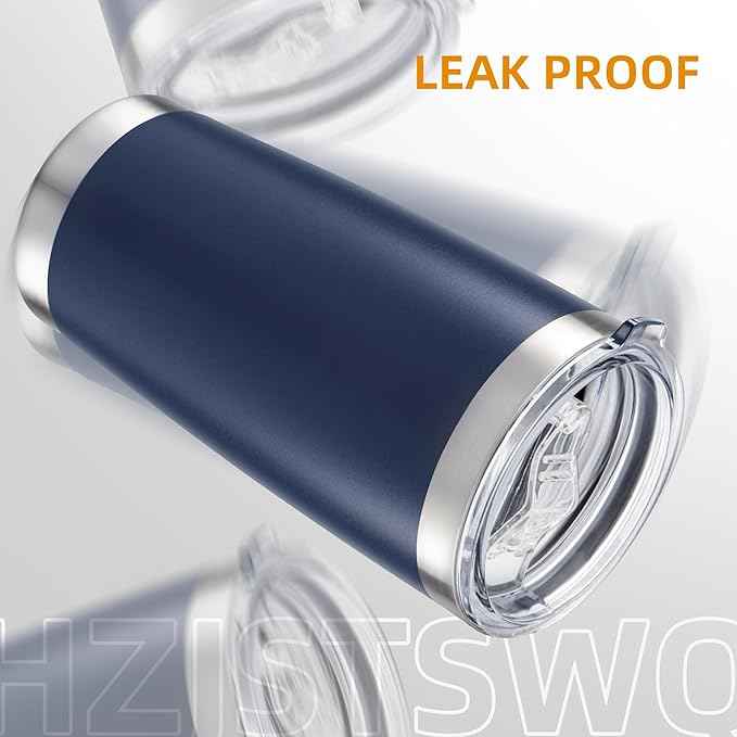 20 oz Tumbler Bulk with Lid Stainless Steel Insulated Tumblers Double Wall Vacuum Coffee Mug Powder Coated Tumbler Cups for Cold and Hot Drinks, Navy, 6 pack