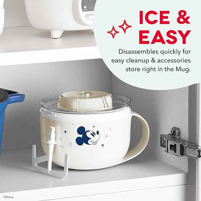 Disney Dash My Mug Ice Cream Maker Bundle - Mini Electric Ice Cream Maker - Creates Gelato, Sorbet & Frozen Yogurt - Easy to Clean & Use - 2 Mugs, Mickey & Minnie Design