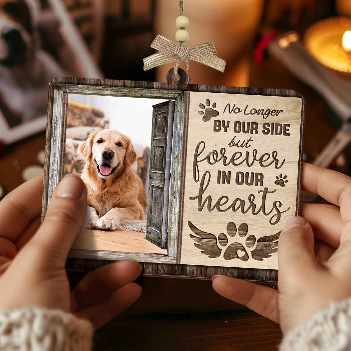 Dog Photo Frame Memorial Ornaments, Personalized Ornaments for Pet Loss Sympathy Gift, Memorial Picture Frame Ornament for Hanging Decor, Loss of Dog Customized Gifts