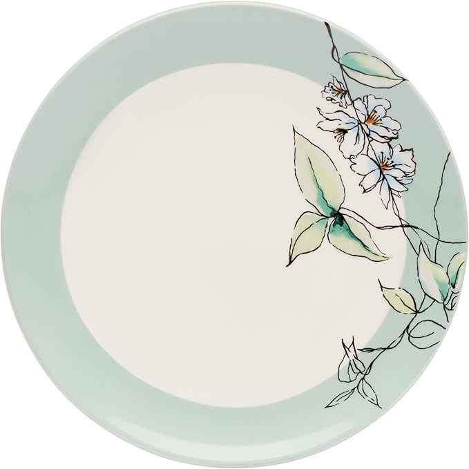 Oneida Dinnerware Set, Botanica 12-Piece Dinnerware Set, Service For 4, Porcelain Material, Dishwasher And Microwave Safe, Bowls, Plates And Bowls, Dinner Dishes, Plates, Home (White, 12 Piece)