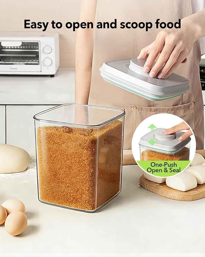 Ankou Food Storage Container Sets, 2.8 Qt *2+ 4.2 Qt *4 Airtight Canisters with Lids and 130ml Scoop, BPA-Free Plastic Pantry Containers for Flour, Sugar, Rice