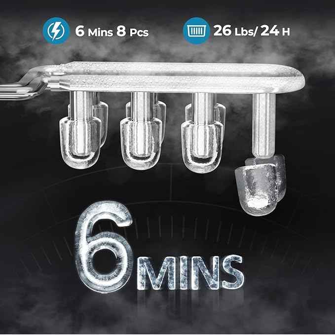 Antarctic Star Countertop Ice Maker,26Lbs/24H,9 Cubes in 6 Mins,Portable Ice Machine with Ice Scoop and Basket,2 Sizes of Bullet Ice Cube for Home Kitchen Office Bar Party, Grey