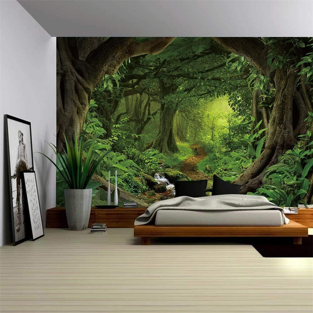 FENDROM Green Misty Forest Tapestry Wall Hanging Nature Landscape Tapestry Sunshine Through Tree Tapestries for Bedroom Living Room Dorm Decor