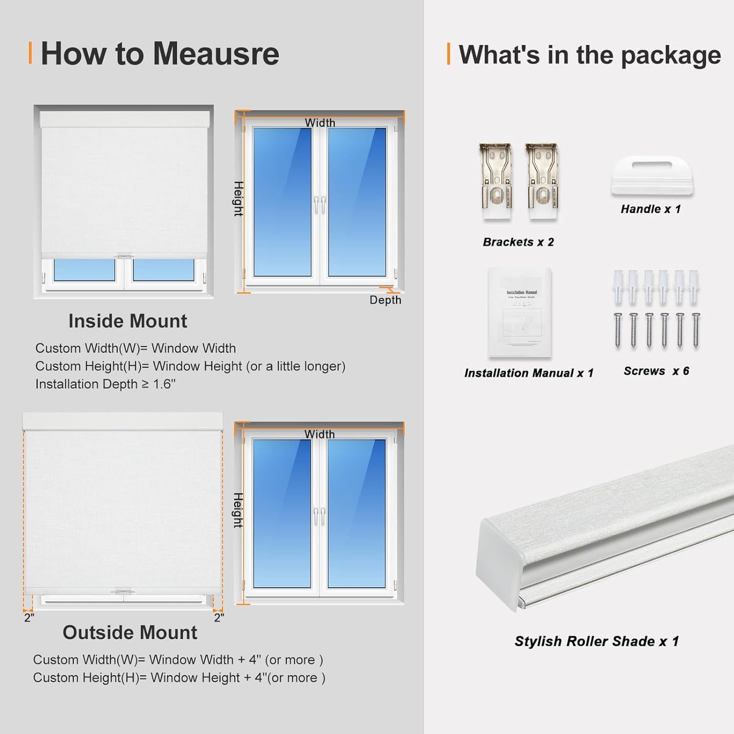 Persilux Blackout Roller Shades & Blinds Windows Shades Free-Stop Blackout Blinds with Jacquard Fabric,Cordless Blinds Pull Down Shades for Home, Easy to Install for Door/Office, White(21" W x 84" H)