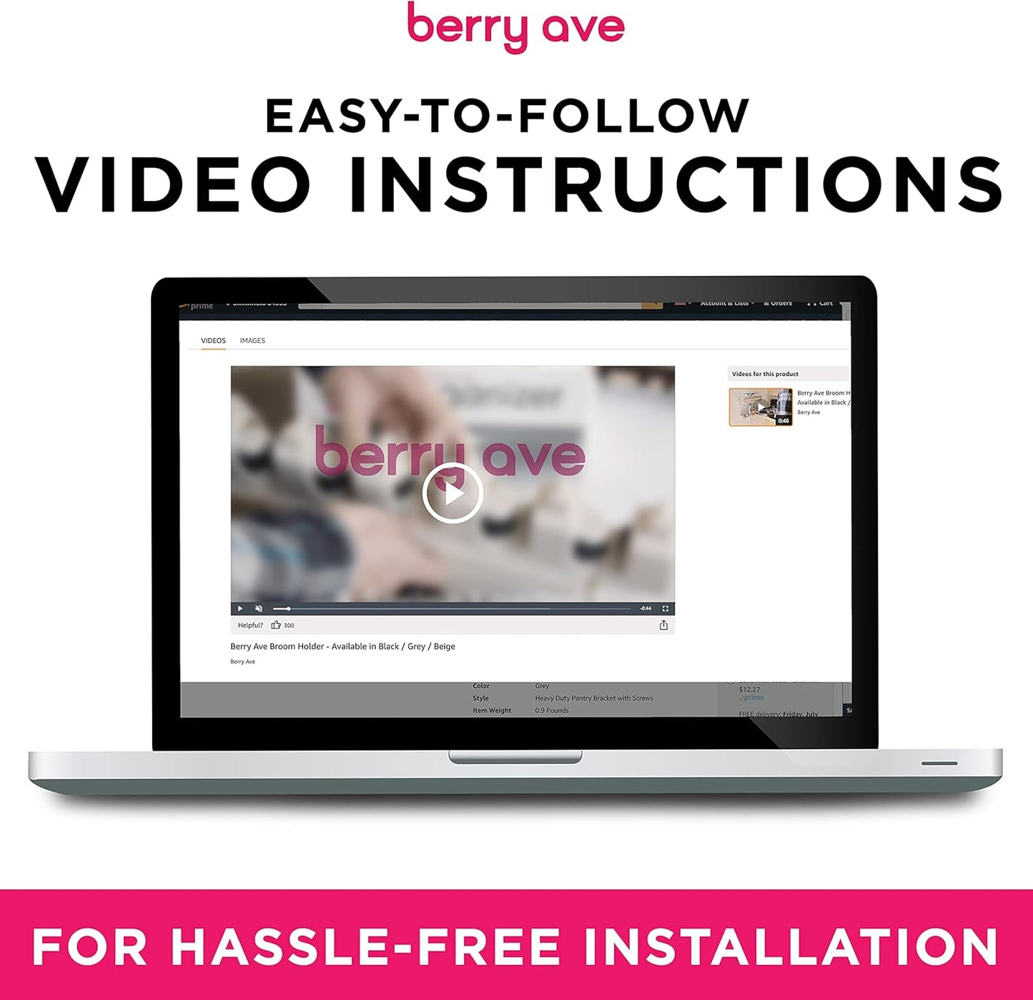 EXTRA GRIP Mop & Broom Holder Wall Mount - Wall Hanging Garden Tool & Utility Closet Organizer, Mop & Broom Hook, Broom Hanger Wall Mount, Mop Broom Organizer, Wall Mounted Broom Rack Mop Storage