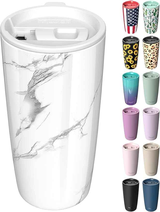 TILUCK 20 oz Insulated Tumbler with BPA-Free Lid, Stainless Steel Vacuum Travel Coffee Mug, Double Wall Coffee Tumbler（20oz，Marble）