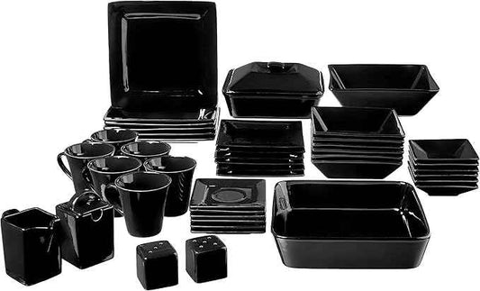 10 Strawberry Street Nova Square 45 pc Dinnerware Set, Black