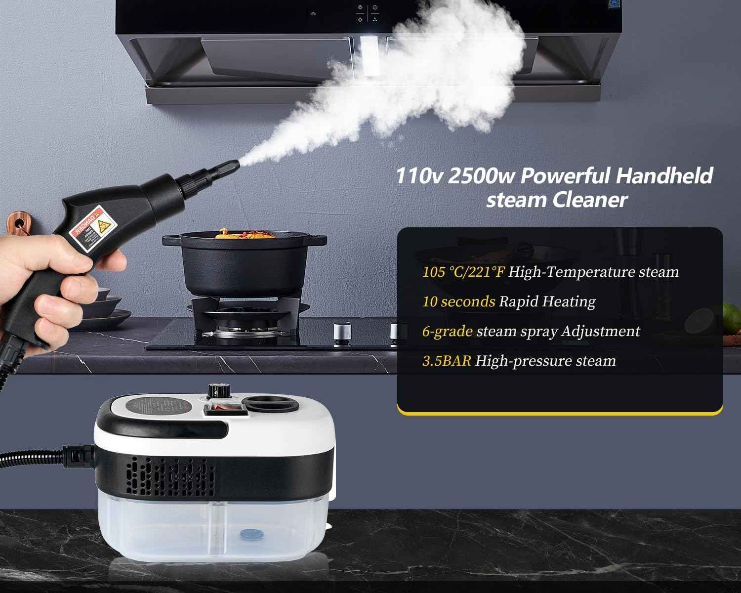 7 in 1 Steam Cleaner 2500W High Pressure Steamer for Cleaning, Car Steamer Handheld Steam Cleaner for Home Use, Hardwood Floor Steam Cleaner for Upholstery, Kitchen, Bathroom, Grout