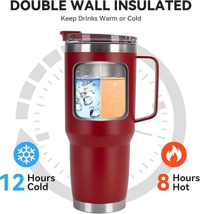 HASLE OUTFITTERS 30oz Tumbler Bulk with Handle, Insulated Travel Coffee Mug Set with Handle Leak-Proof Double Wall Stainless Steel Vacuum Tumblers Pack Metal Cup for Hot and Cold Drink