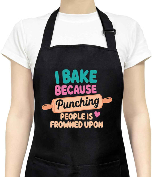 Funny Aprons for Women with 2 Pockets, Adjustable Kitchen Apron for Cooking, Baking Gifts for Birthday Christmas