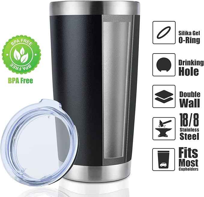 DOMICARE 20oz Stainless Steel Tumbler Bulk with Lid, Double Wall Vacuum Insulated Travel Mug, Powder Coated Coffee Cup, Mix, 12 Pack