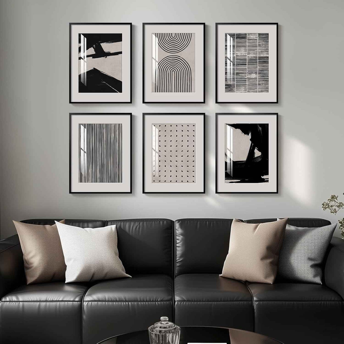 Framed Black and White Abstract Wall Art, 6 Pieces Modern Prints Paintings Artwork for Walls, Minimalist Abstract Pictures for Living Room Bedroom Dining Room Office Bathroom Wall Decor 11x14 Inch