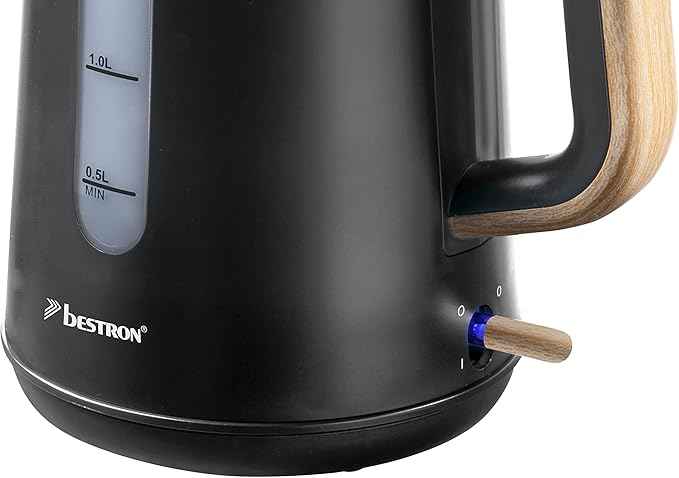 Bestron AWK2200BW Kettle, Black/Wood, 1.7 Litres