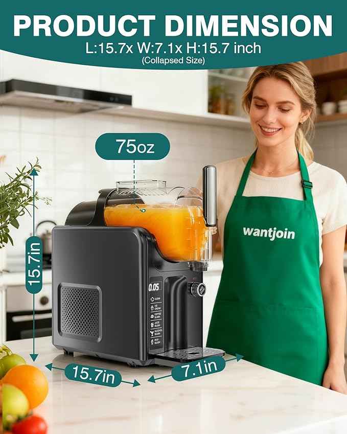 WantJoin 2-in-1 Slushie Machine – 72 oz Black Frozen Drink Machines with 6 Preset Modes, No Ice Needed, Quiet and Simple Knob Operation, Frozen Drink Maker for Ice Cream, Margarita & Slushy